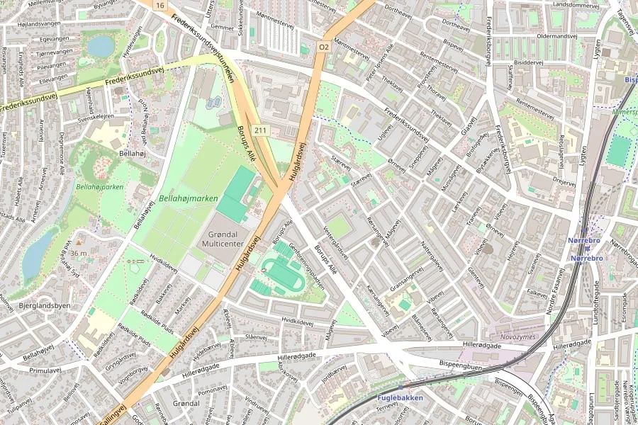 Kort der viser NORD UHPs adresse på Hillerødgade 112, st. th. i København NV.